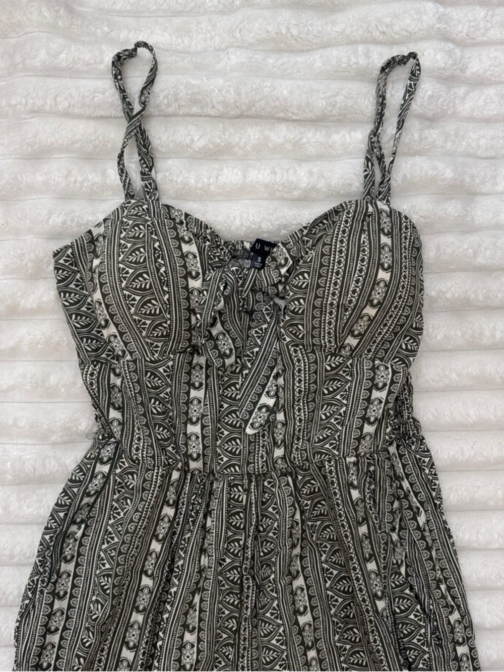 Black & White Patterned Spaghetti Strap Dress